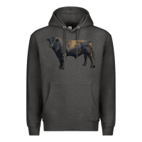 Charcoal Heather black angus bull Premium Hoodie - RanaPortraitStore