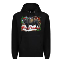 Black merry Christmas black angus bull and farm Premium Hoodie - RanaPortraitStore