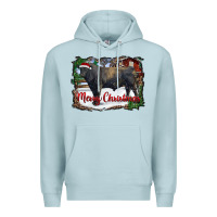 Blue Mist merry Christmas black angus bull and farm Premium Hoodie - RanaPortraitStore
