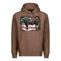 Chestnut merry Christmas black angus bull and farm Premium Hoodie - RanaPortraitStore