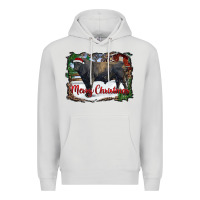 Dove Grey merry Christmas black angus bull and farm Premium Hoodie - RanaPortraitStore