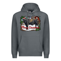 Rock merry Christmas black angus bull and farm Premium Hoodie - RanaPortraitStore