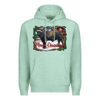 Merry Christmas Black Angus Bull And Farm Premium Hoodie | Teevron