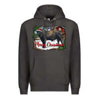 Smoke merry Christmas black angus bull and farm Premium Hoodie - RanaPortraitStore