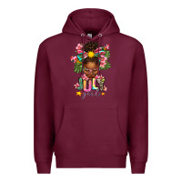 Burgundy july girl afro woman summer Premium Hoodie - texasbilliewilder
