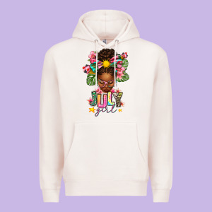 July Girl Afro Woman Summer Premium Hoodie Designed By Texasbilliewilder