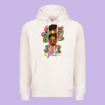 July Girl Afro Woman Summer Premium Hoodie Designed By Texasbilliewilder