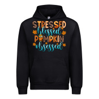 Black stressed blessed pumpkin obsessed Urban Hoodie - Zillion Design Studio