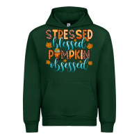 Forest Green stressed blessed pumpkin obsessed Urban Hoodie - Zillion Design Studio