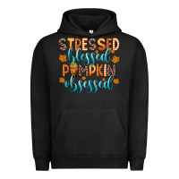 Pigment Black stressed blessed pumpkin obsessed Urban Hoodie - Zillion Design Studio