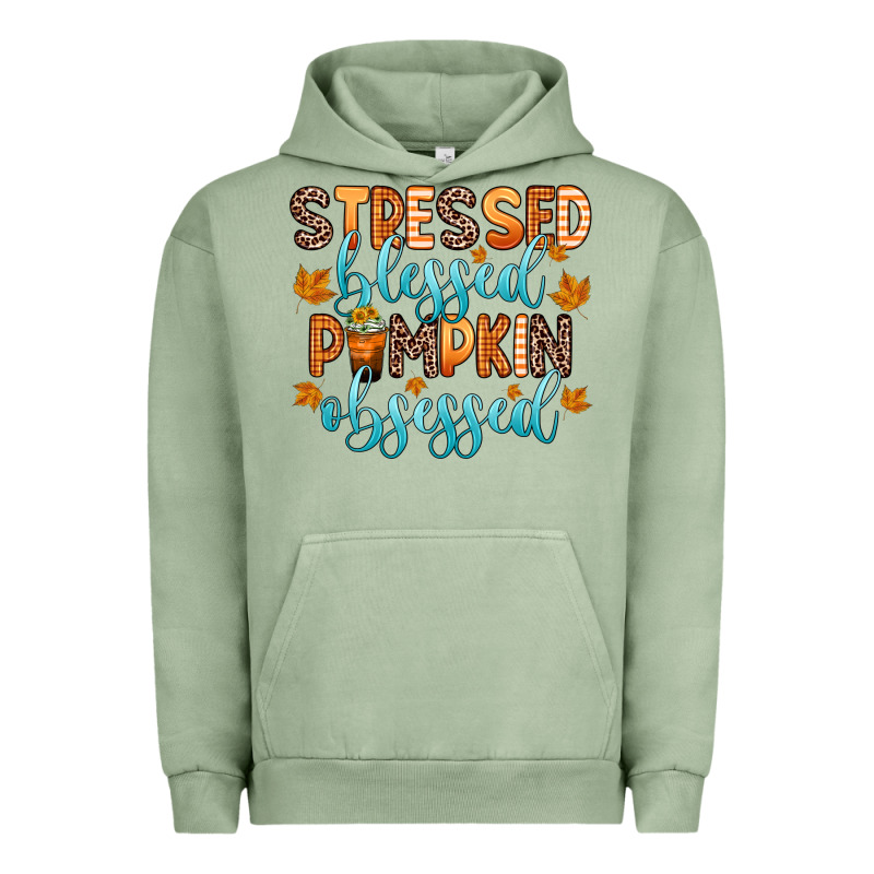 Stressed Blessed Pumpkin Obsessed Urban Hoodie by Zillion Design Studio | Teevron