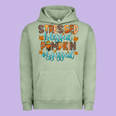 Stressed Blessed Pumpkin Obsessed Urban Hoodie Designed By Zillion Design Studio
