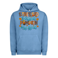 Pigment Pebble Blue stressed blessed pumpkin obsessed Urban Hoodie - Zillion Design Studio