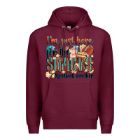 Burgundy i'm just here for the snacks #american football br Premium Hoodie - Zillion Design Studio