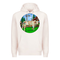 Pale Pink christmas charolais bull and barnyard Premium Hoodie - RanaPortraitStore
