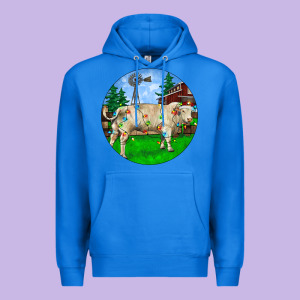 Christmas Charolais Bull And Barnyard Premium Hoodie Designed By Ranaportraitstore