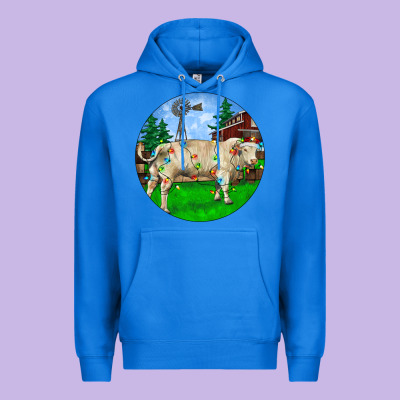 Christmas Charolais Bull And Barnyard Premium Hoodie Designed By Ranaportraitstore