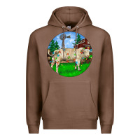 Chestnut christmas charolais bull and barnyard Premium Hoodie - RanaPortraitStore