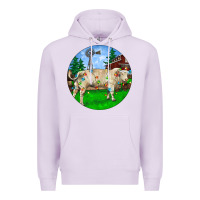 Lilac christmas charolais bull and barnyard Premium Hoodie - RanaPortraitStore