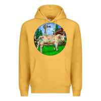 Mustard christmas charolais bull and barnyard Premium Hoodie - RanaPortraitStore