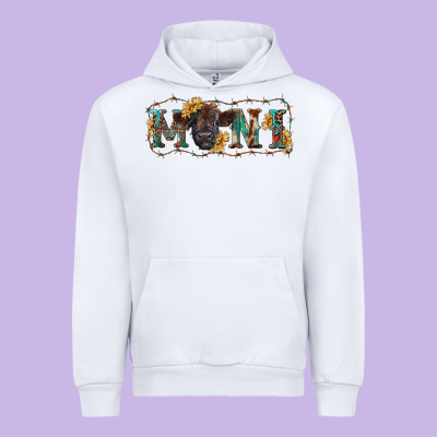 Western Mini Black Highland Calf Urban Hoodie Designed By Ranaportraitstore
