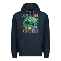 Navy just a girl who loves turtles Premium Hoodie - texasbilliewilder