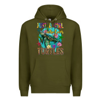 Army Green just a girl who loves turtles Premium Hoodie - texasbilliewilder