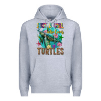 Heather Grey just a girl who loves turtles Premium Hoodie - texasbilliewilder
