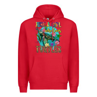Red just a girl who loves turtles Premium Hoodie - texasbilliewilder