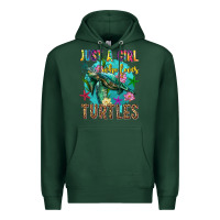 Sports Green just a girl who loves turtles Premium Hoodie - texasbilliewilder
