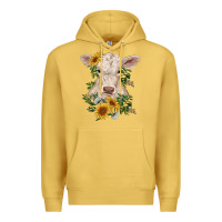Antique Gold charolais calf with sunflowers Premium Hoodie - RanaPortraitStore