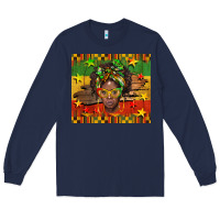 Navy juneteenth black women  tumbler Long Sleeve Tee - BarkalooDesign