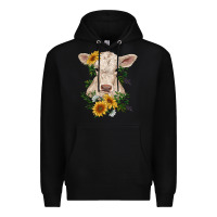 Black charolais calf with sunflowers Premium Hoodie - RanaPortraitStore
