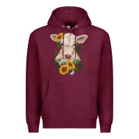 Burgundy charolais calf with sunflowers Premium Hoodie - RanaPortraitStore