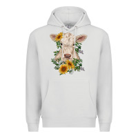 Dove Grey charolais calf with sunflowers Premium Hoodie - RanaPortraitStore