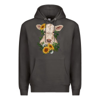 Smoke charolais calf with sunflowers Premium Hoodie - RanaPortraitStore