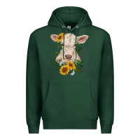 Sports Green charolais calf with sunflowers Premium Hoodie - RanaPortraitStore