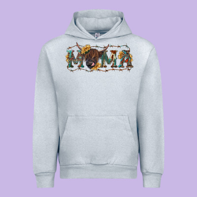 Western Mama With Highland Cow Urban Hoodie Designed By Ranaportraitstore