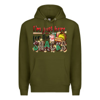 Army Green i'm just here for the snacks softball Premium Hoodie - Zillion Design Studio