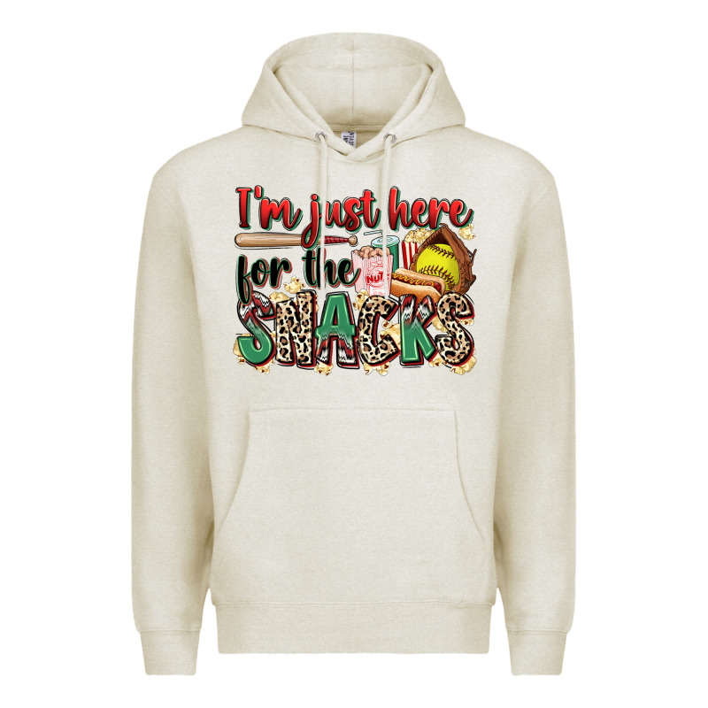 I'm Just Here For The Snacks Softball Premium Hoodie by Zillion Design Studio | Teevron