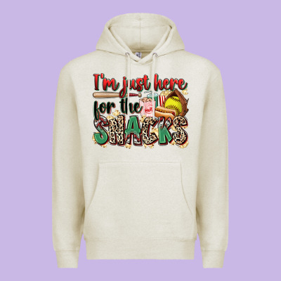 I'm Just Here For The Snacks Softball Premium Hoodie Designed By Zillion Design Studio
