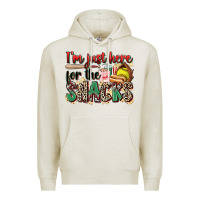 Oatmeal Heather i'm just here for the snacks softball Premium Hoodie - Zillion Design Studio