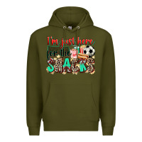 Army Green i'm just here for the snacks soccer Premium Hoodie - Zillion Design Studio