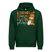 Forest Green leggins leaves and lattes Urban Hoodie - Zillion Design Studio