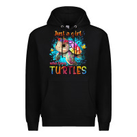 Black just a girl who loves turtles Premium Hoodie - texasbilliewilder