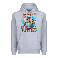 Heather Grey just a girl who loves turtles Premium Hoodie - texasbilliewilder