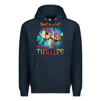 Navy just a girl who loves turtles Premium Hoodie - texasbilliewilder