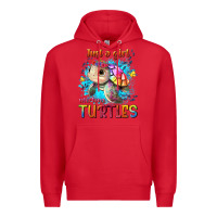 Red just a girl who loves turtles Premium Hoodie - texasbilliewilder