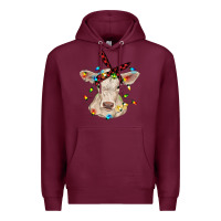 Burgundy charolais calf with christmas lights baby cow Premium Hoodie - RanaPortraitStore
