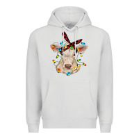 Dove Grey charolais calf with christmas lights baby cow Premium Hoodie - RanaPortraitStore